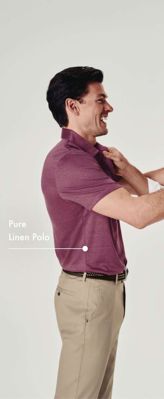 Pure Linen Polo in Dusty Pink