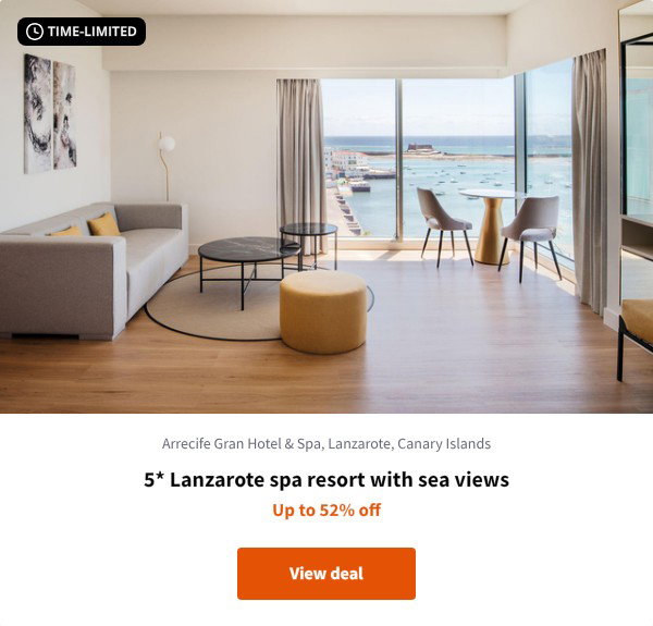 5* Lanzarote spa resort with sea views