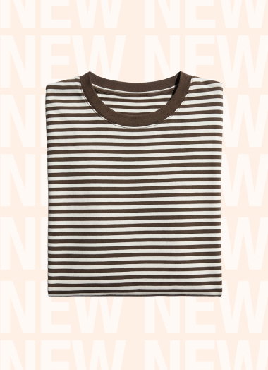 Premium Cream Heavyweight Cotton Striped T-Shirt