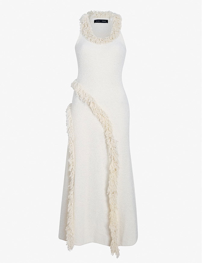 Nilo Dress in Textured Jacquard in Off White