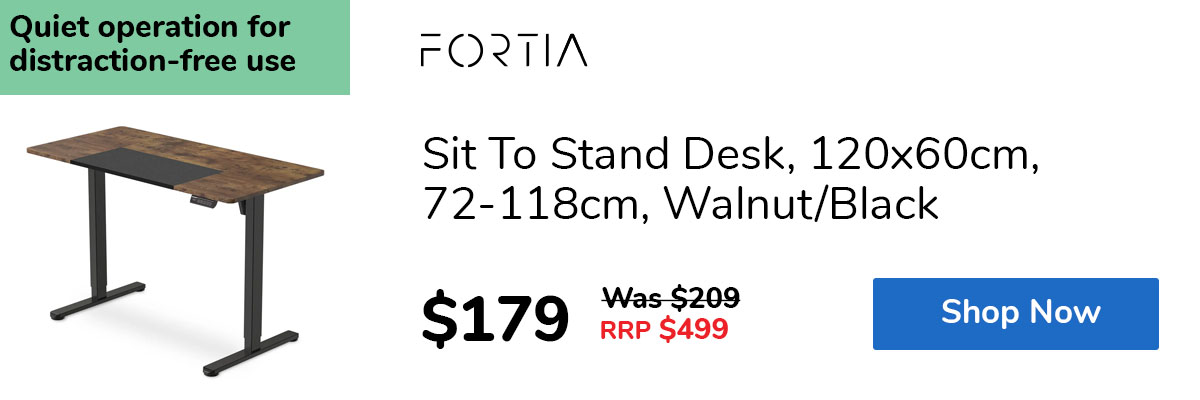 Sit To Stand Desk, 120x60cm, 72-118cm, Walnut/Black