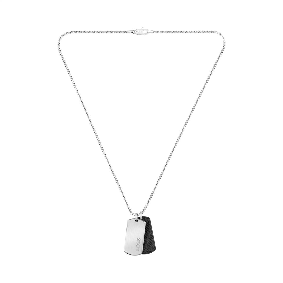 Boss Devon Dog Tag Silver Necklace