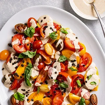 Tomato Salad with Crispy Capers and Tonnato Sauce