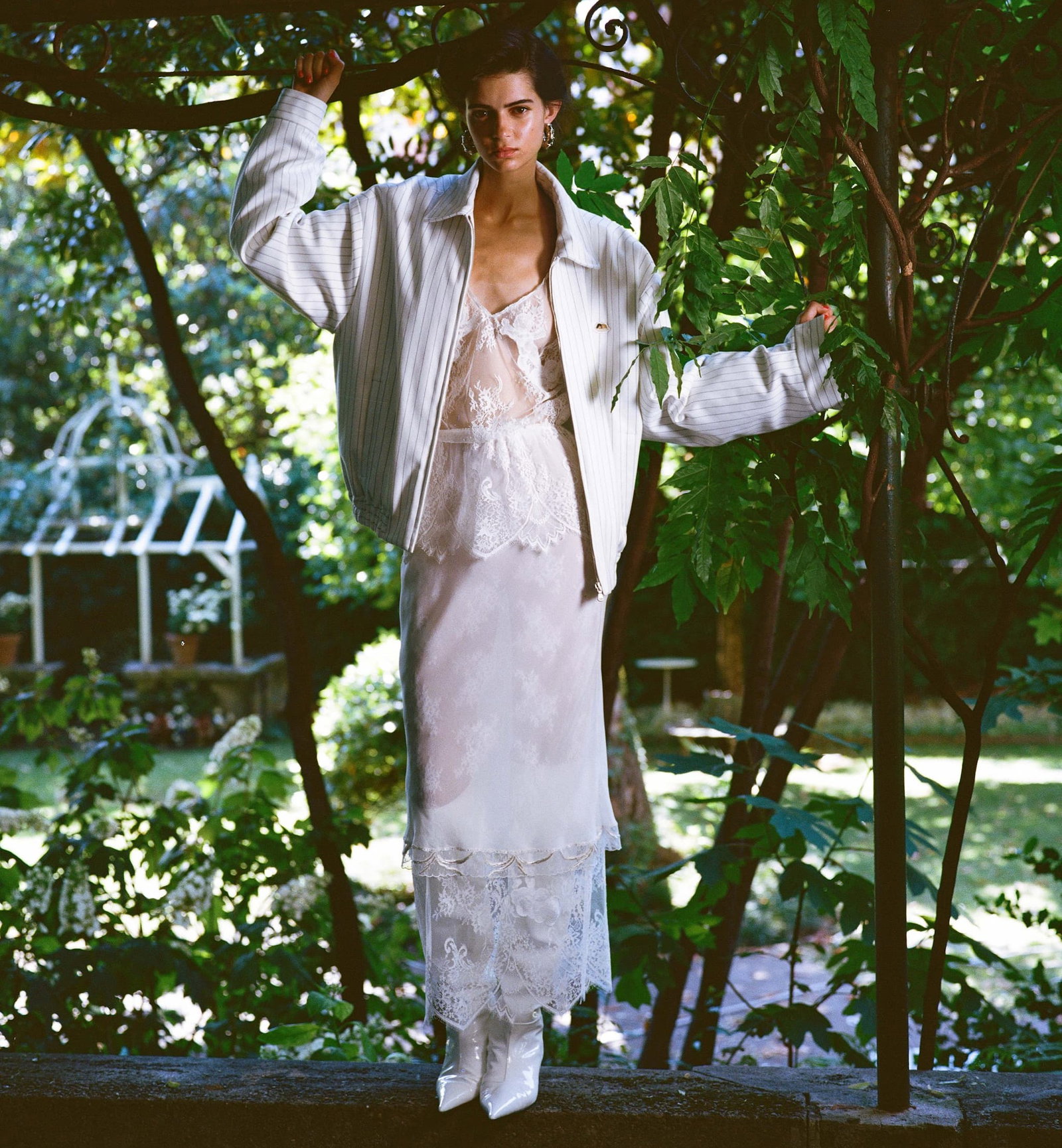 Pinstrip Bomber Jacket And Cupid Lace Co-Ord