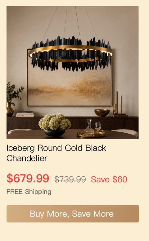 Iceberg Round Gold Black Chandelier