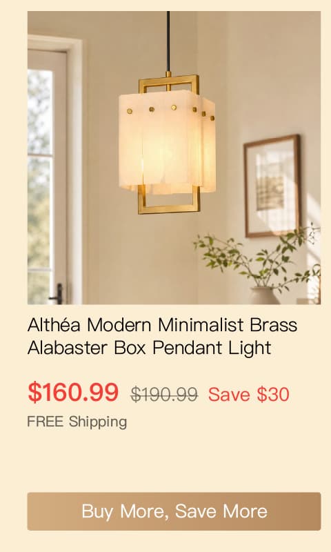 Althéa Modern Minimalist Brass Alabaster Box Pendant Light