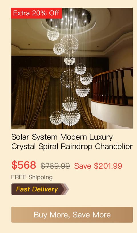 Solar System Modern Luxury Chrome K9 Crystal Spiral Raindrop Chandelier