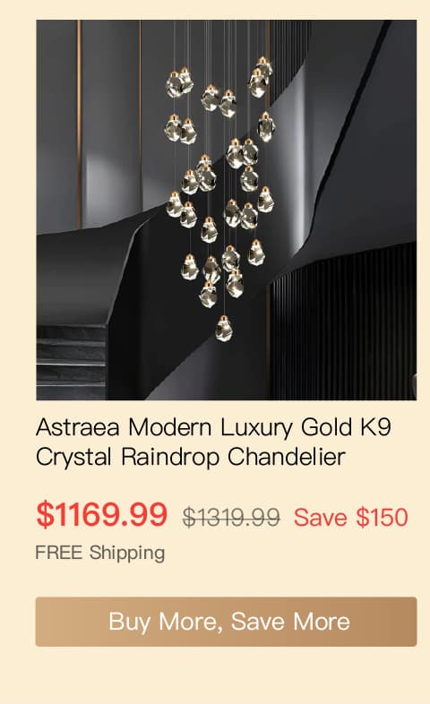 Astraea Modern Luxury Gold K9 Crystal Raindrop Chandelier