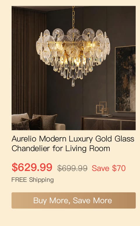 Aurelio Modern Luxury Gold Glass Chandelier for Living Room