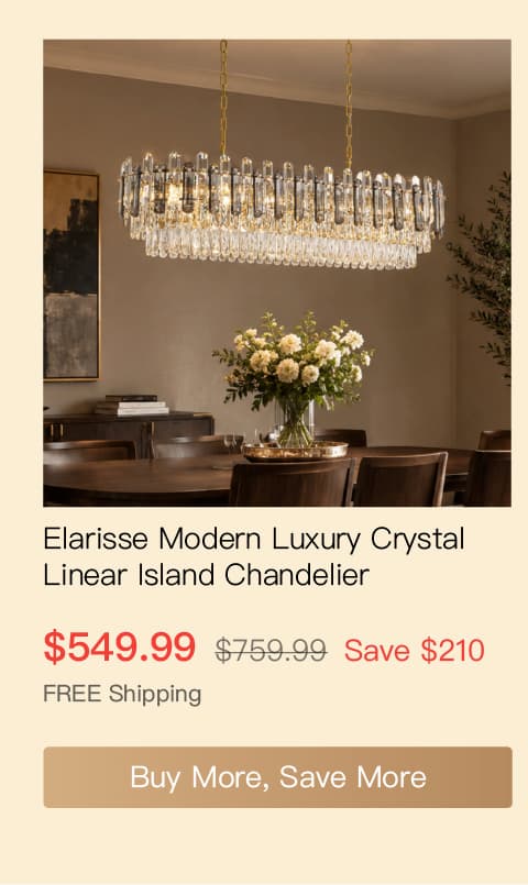 Elarisse Modern Luxury Crystal Linear Island Chandelier