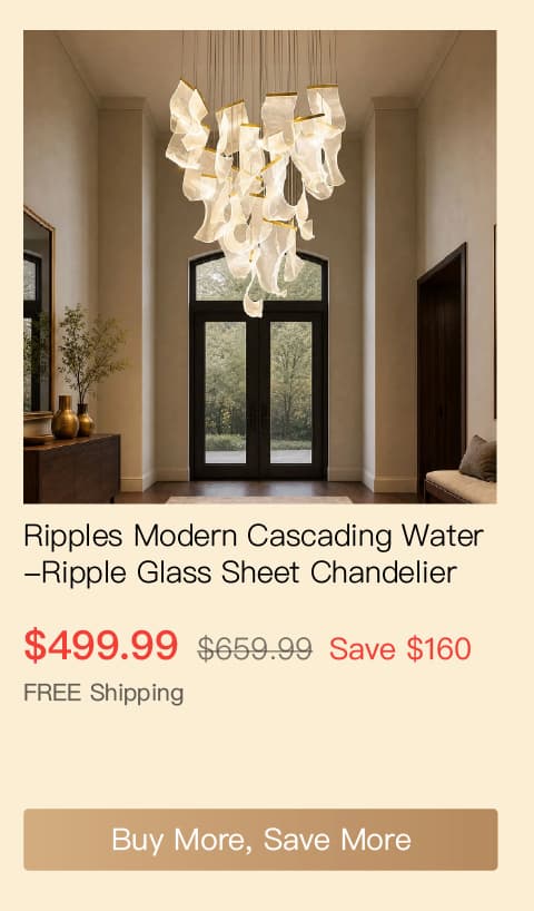 Ripples Modern Luxury Cascading Water-Ripple Glass Sheet Chandelier