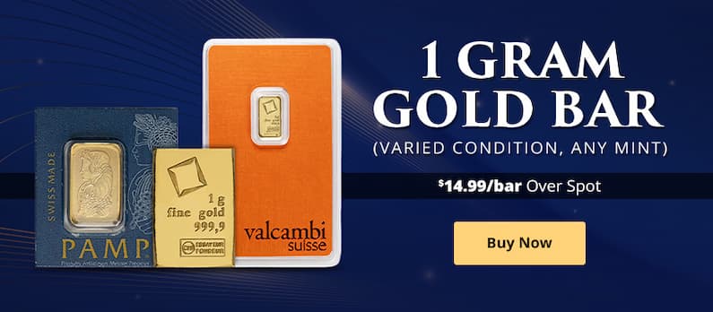 ON SALE: 1 Gram Gold Bar (Varied Condition, Any Mint)