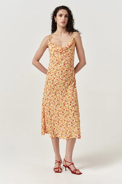 Stacy Cowl Neck Crepe Midi Dress