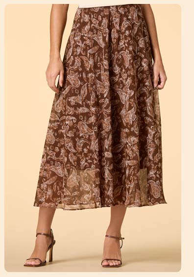 Shop Pretty In Paisley Chiffon Midi Skirt