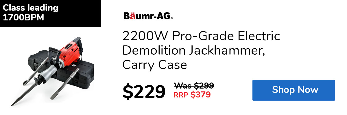 2200W Pro-Grade Electric Demolition Jackhammer, Carry Case