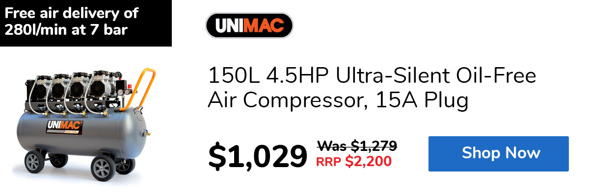 150L 4.5HP Ultra-Silent Oil-Free Air Compressor, 15A Plug