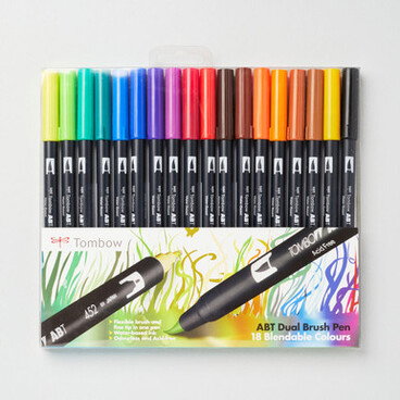 Tombow ABT Dual Brush Pen Assorted Colours Set of 18