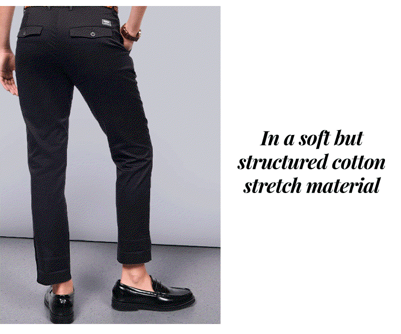 In a soft but structured cotton stretch material