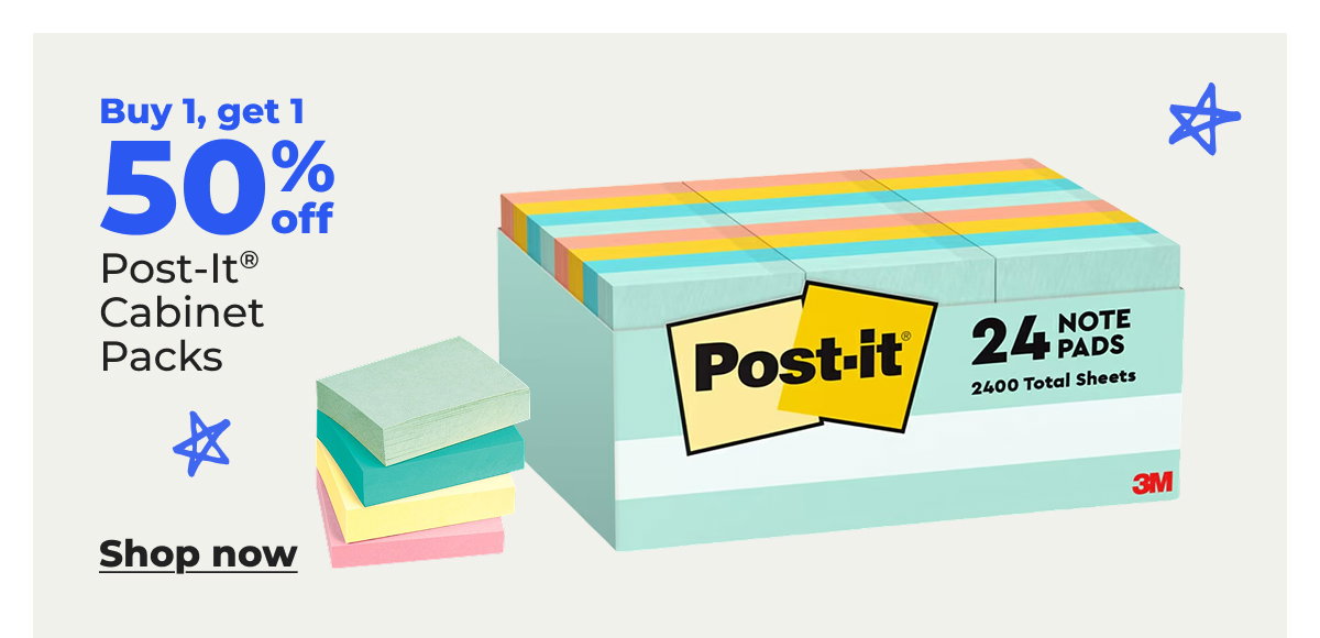 Buy 1, Get 1 50% off Post-It® Cabinet Packs - Shop now