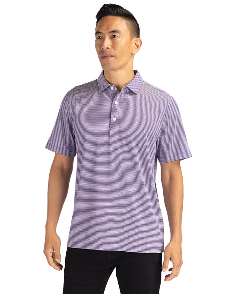 Image of Cutter & Buck Forge Recycled Double Stripe Four-Way Stretch Mens Polo