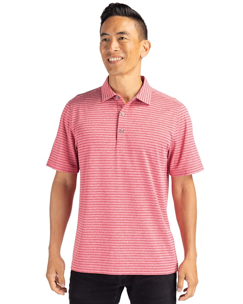 Image of Cutter & Buck Forge Recycled Heather Stripe Four-Way Stretch Mens Big & Tall Polo