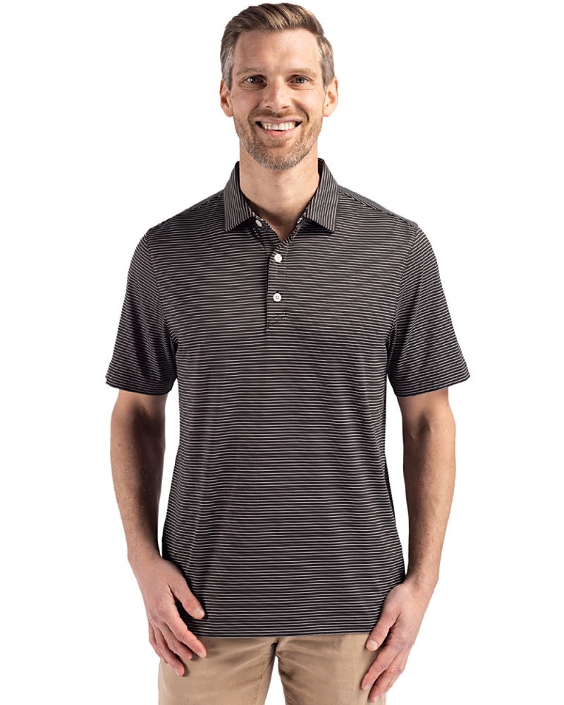 Image of Cutter & Buck Forge Recycled Fine Line Stripe Four-Way Stretch Mens Polo