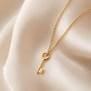 Yellow Gold Plated Key Charm Necklace