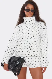 Long Sleeve Polka Dot Denim Jacket