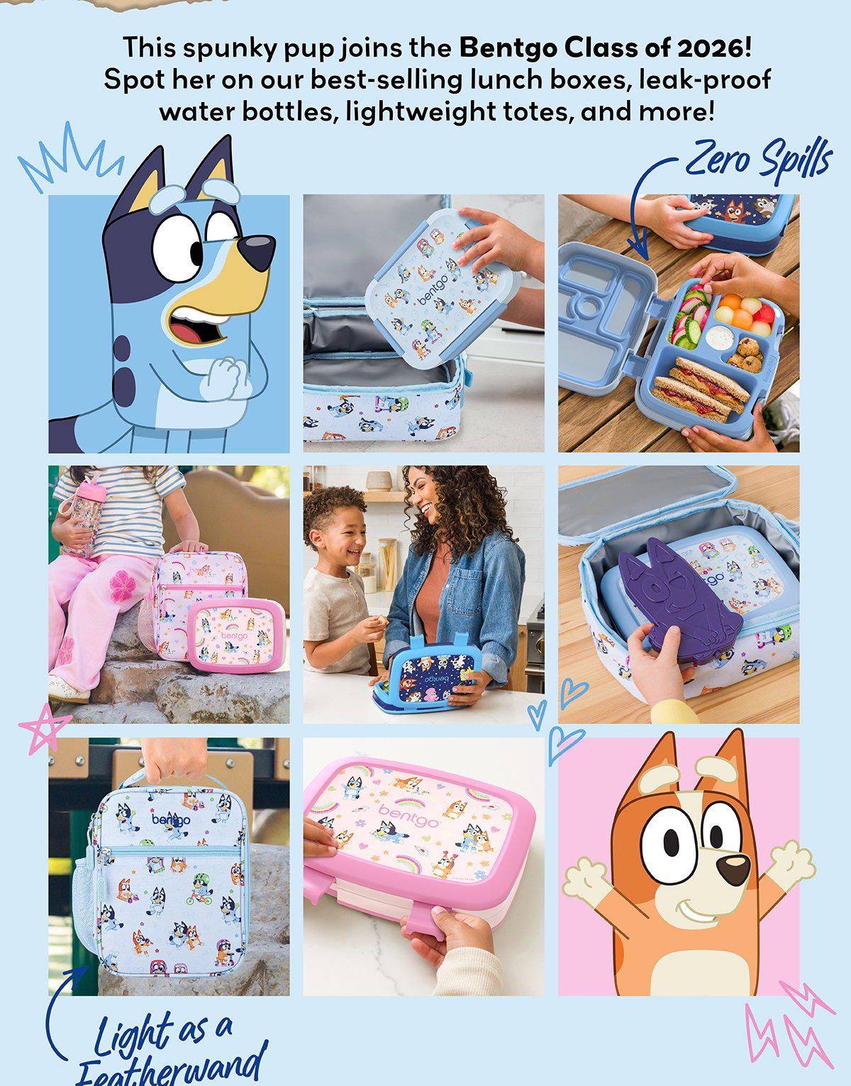 This Spunky Pup Joins The Bentgo Class Of 2026! Spot Her On Our Best-Selling Lunch Boxes, Leak-Proof Water Bottles, Lightweight Totes, And More!