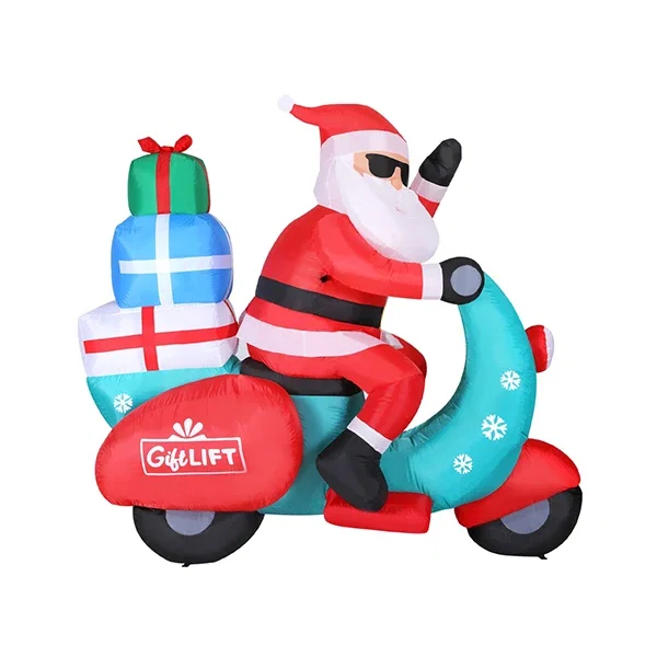 Christmas Inflatable Santa Motorbike Led Illuminated Decorations