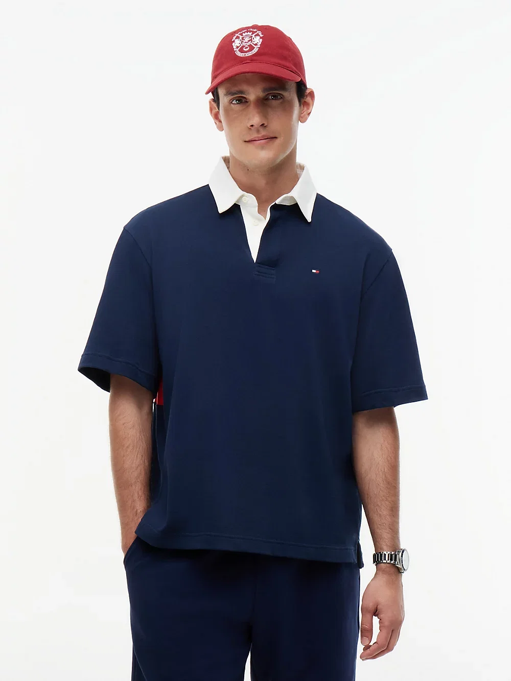 Colour Blocked Back Logo Relaxed Polo Shirt