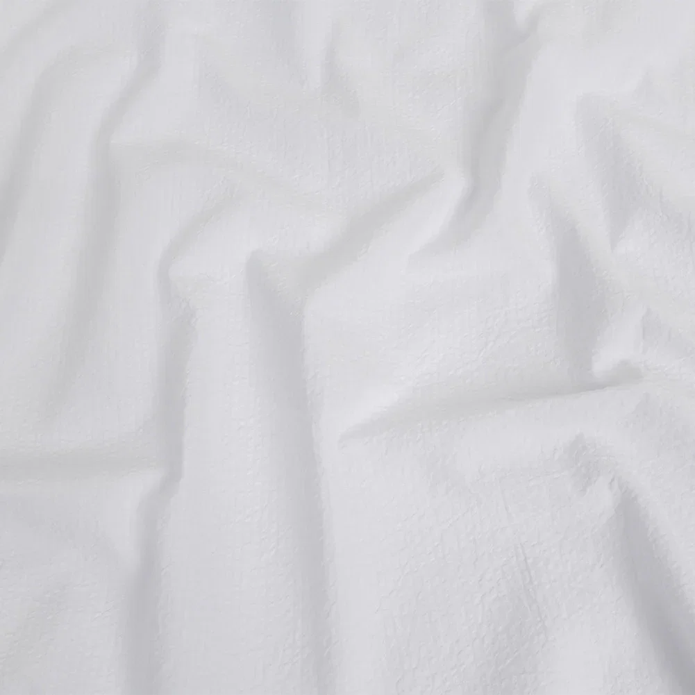 Image of Organic Cotton Seersucker - White on White Stripes - Brasilia Collection