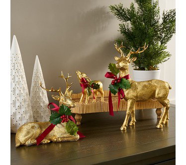 Set of 3 Festive Tabletop Reindeer by Kim Gravel
