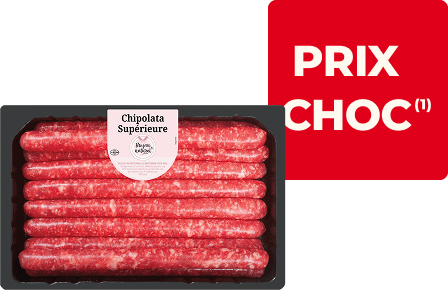 10 Chipolatas supérieures. 0,69€ la chipolata