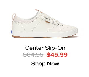 A side view of the Center III Leather Slip-On in snow white. The style was $64.95 and is on sale for $45.99. Shop Now