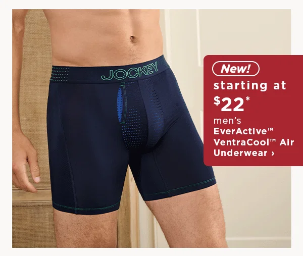 new! starting at 22.99 men's everactive ventracool air underwear
