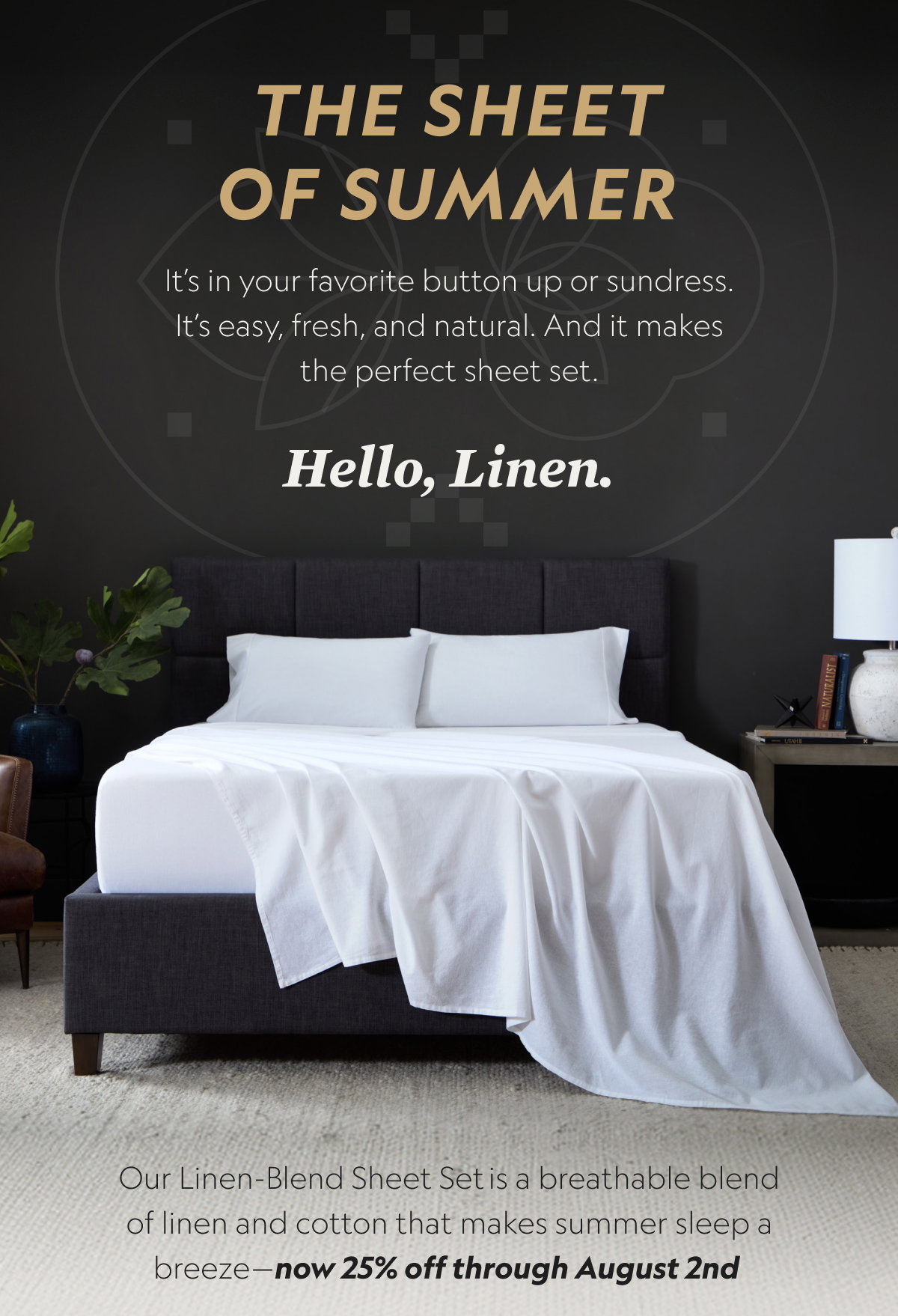 25% off linen blend sheet set