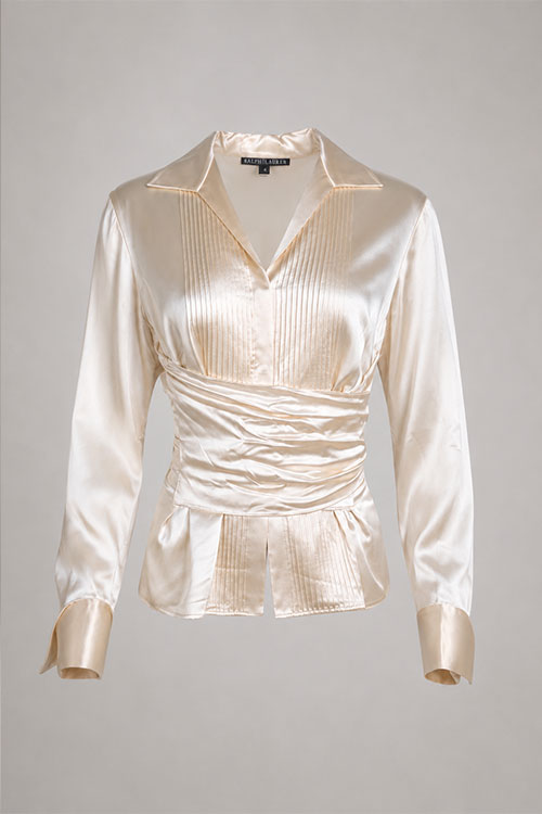 Lafaytette 148 -Cream Silk Waist Tie Blouse Sz 10
