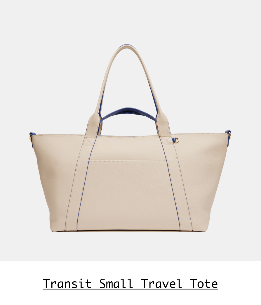 Shop the Transit Small Travel Tote in Sand/Regatta Blue >