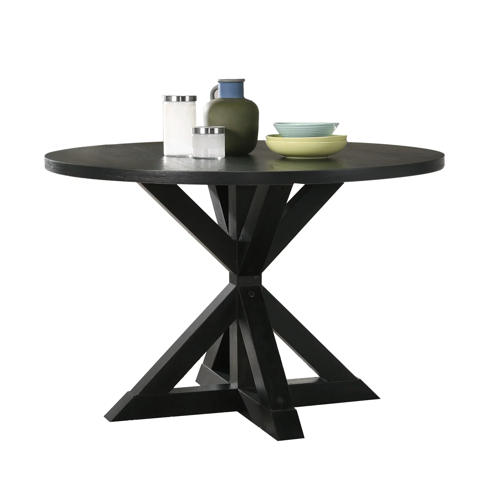 Image of Firlo Round Dining Table with Cross-Buck Pedestal Base