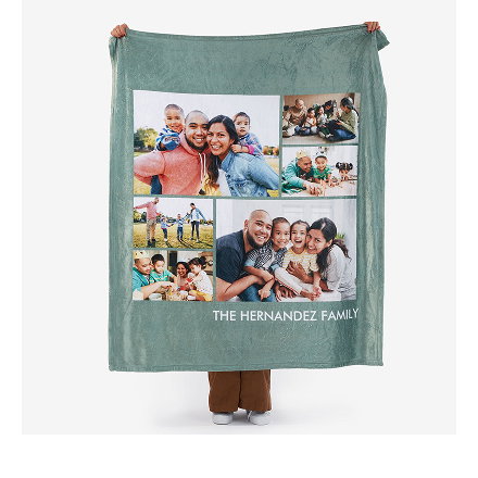 Picture Perfect Personalized 60x80 Plush Fleece Photo Blanket- 6 Photo