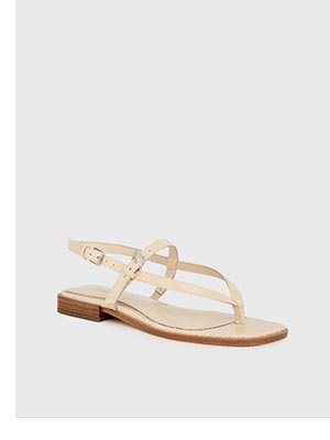 Regan Flat Sandal in Bone Snake Leather