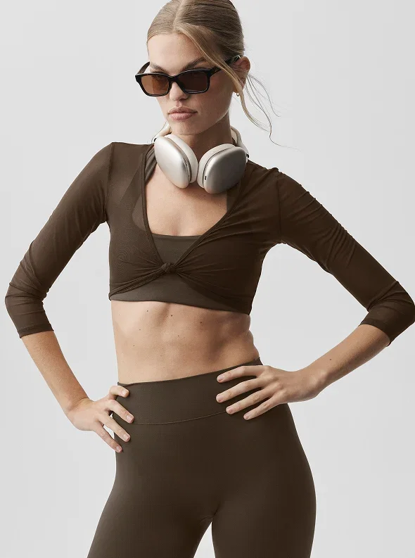 Mesh Knotty 3/4 Sleeve Top