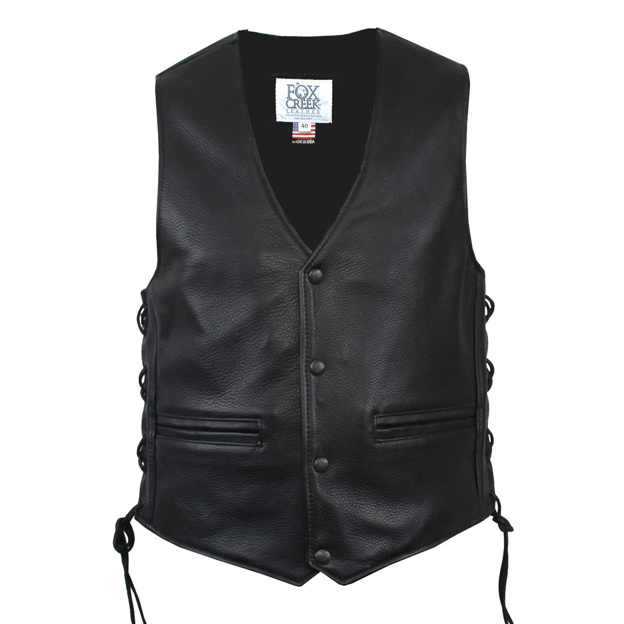 Charter Leather Vest With Extended Back