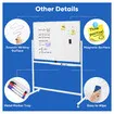 Magnetic Whiteboard On Wheels Double Sided Interactive Mobile White Board Dry Erase Stand 120x90cm Portable Home School Office Notice Marker Eraser