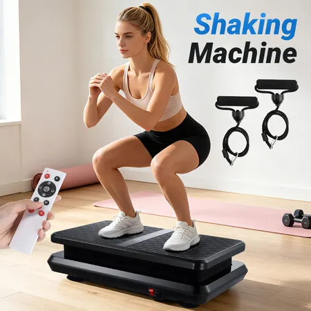 150kg Vertical Vibration Plate Machine Full Body Shaker Exercise Platform with Resistance Bands for Home Fitness Gym Vibrating Shaking Weight Loss