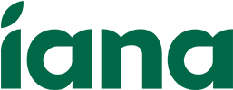Iana logo, green stylised wordmark with a leaf-shaped dot over the first letter 'i'