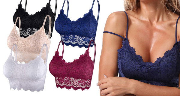 Lot de 3 soutiens-gorge en dentelle florale Feilicious
