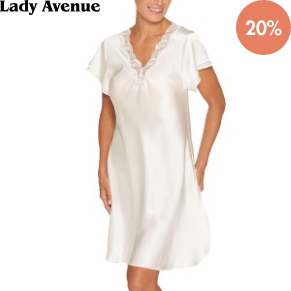 Lady Avenue Pure Silk Nightgown With Lace