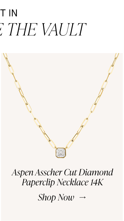aspen asscher cut diamond paperclip necklace 14K shop now  →